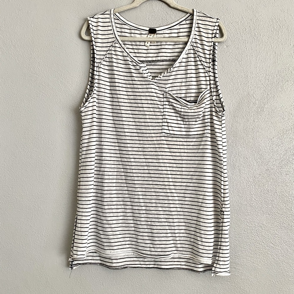 We the Free Striped Linen Blend Knit Sleeveless Tunic Oversized Top Size Medium